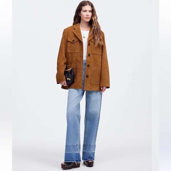 Madewell Women’s Tan Long Chore Blazer Coat in Suede - Large - Picture 2 of 5